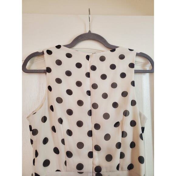 Eliza J Polka Dot Classic Sleeveless Fit & Flare White Black Midi Dress, Size 4 - Picture 11 of 13